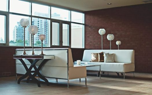 Bright living room with city view