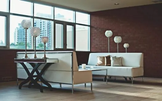 Bright living room with city view